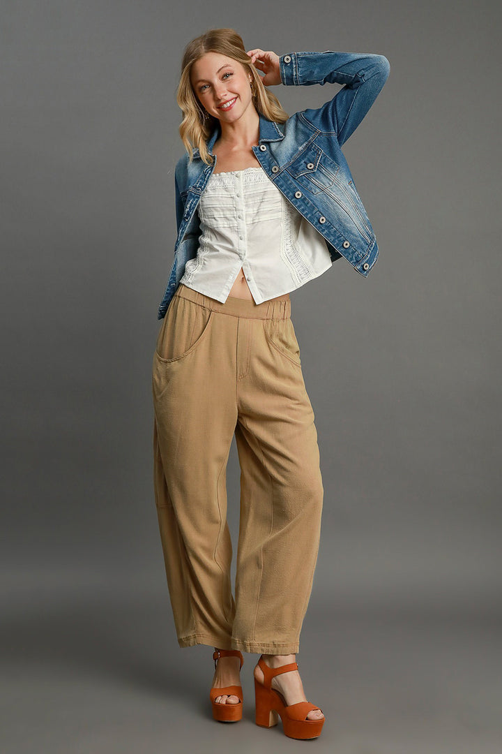 Linen/Cotton Blend Baggy Fit Pants