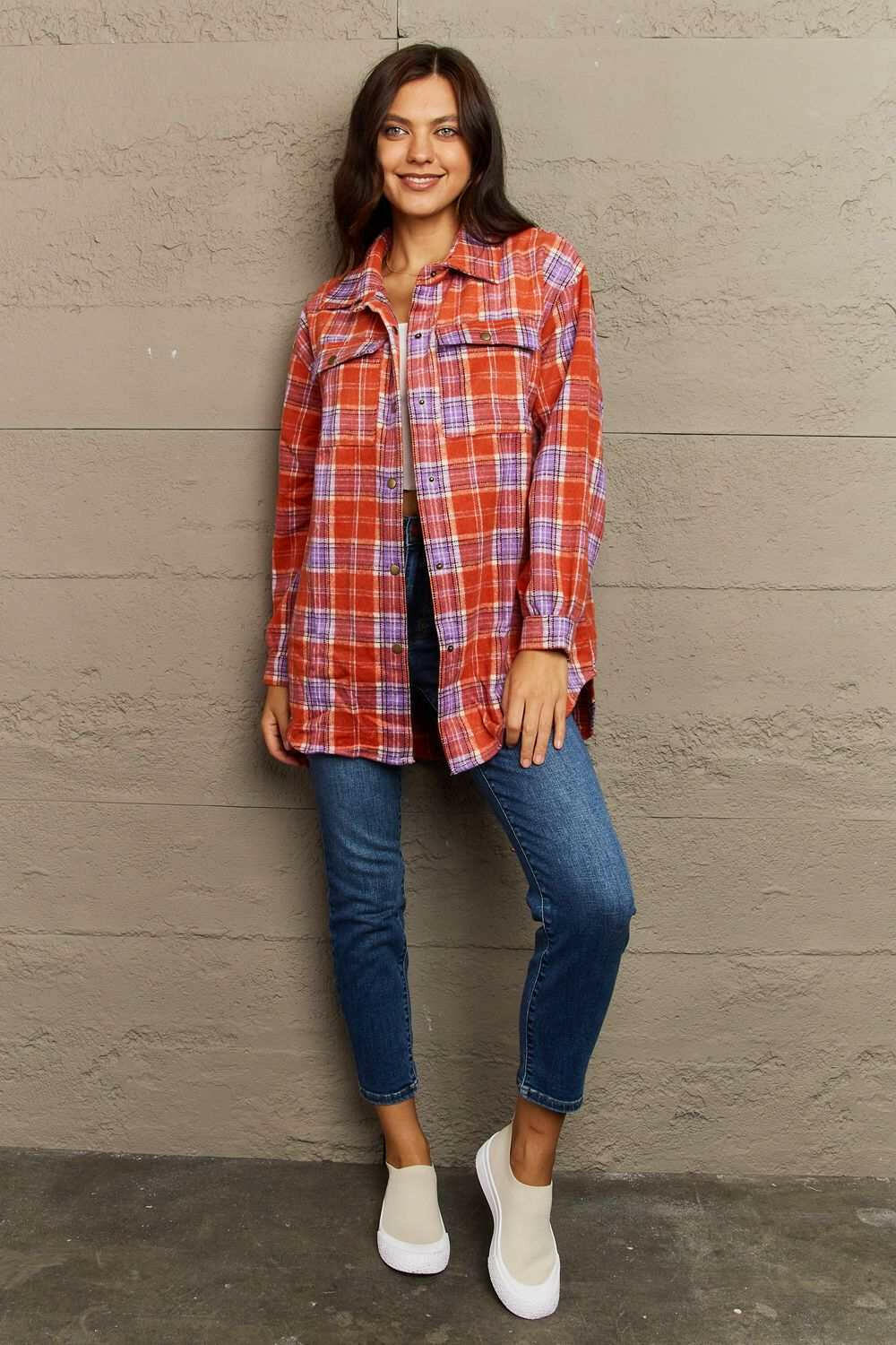 Plaid Long Sleeve Shacket.