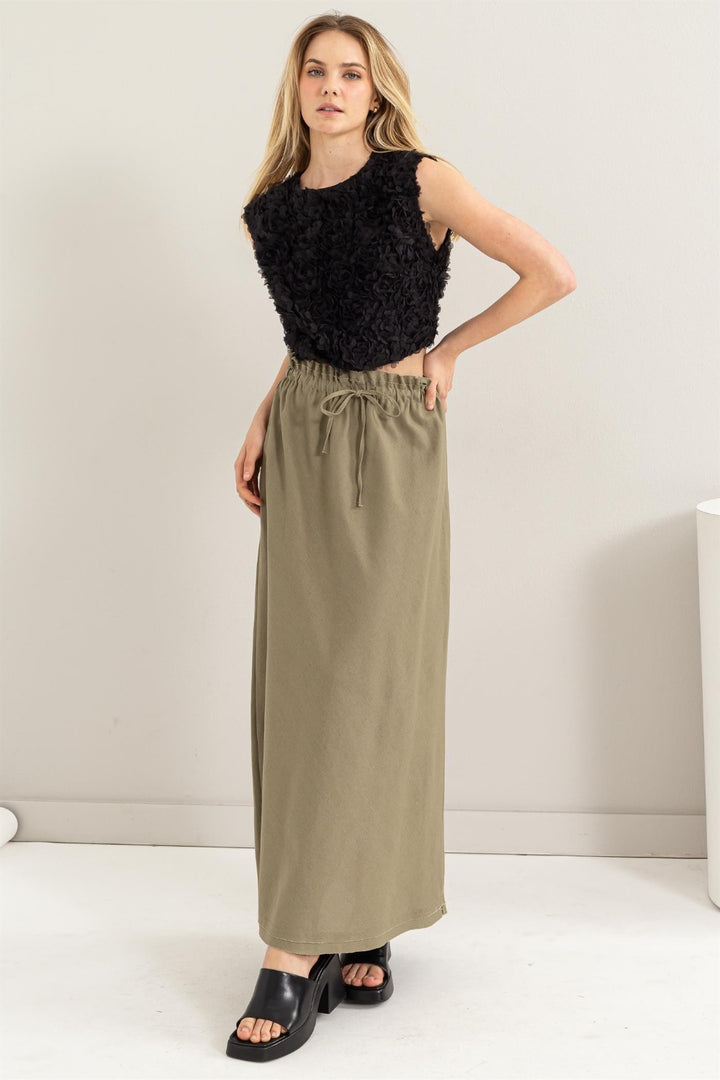 Linen Blend Maxi Skirt