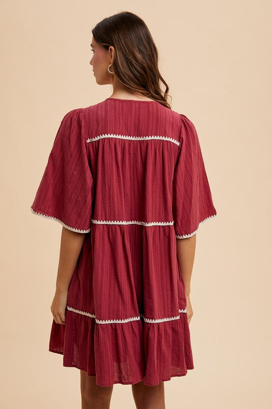 Burgandy Tassel Dress