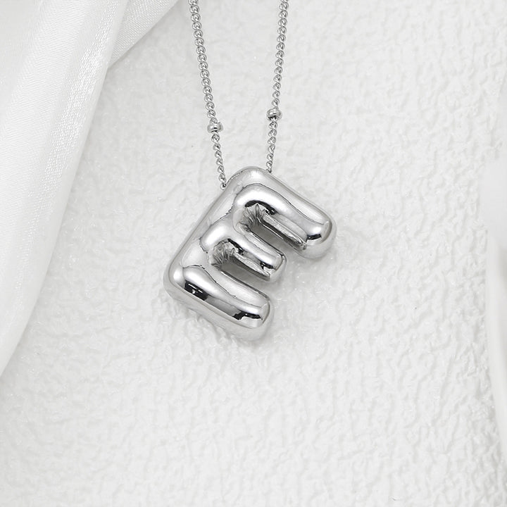 Bubble Letter Pendant Necklace A-L