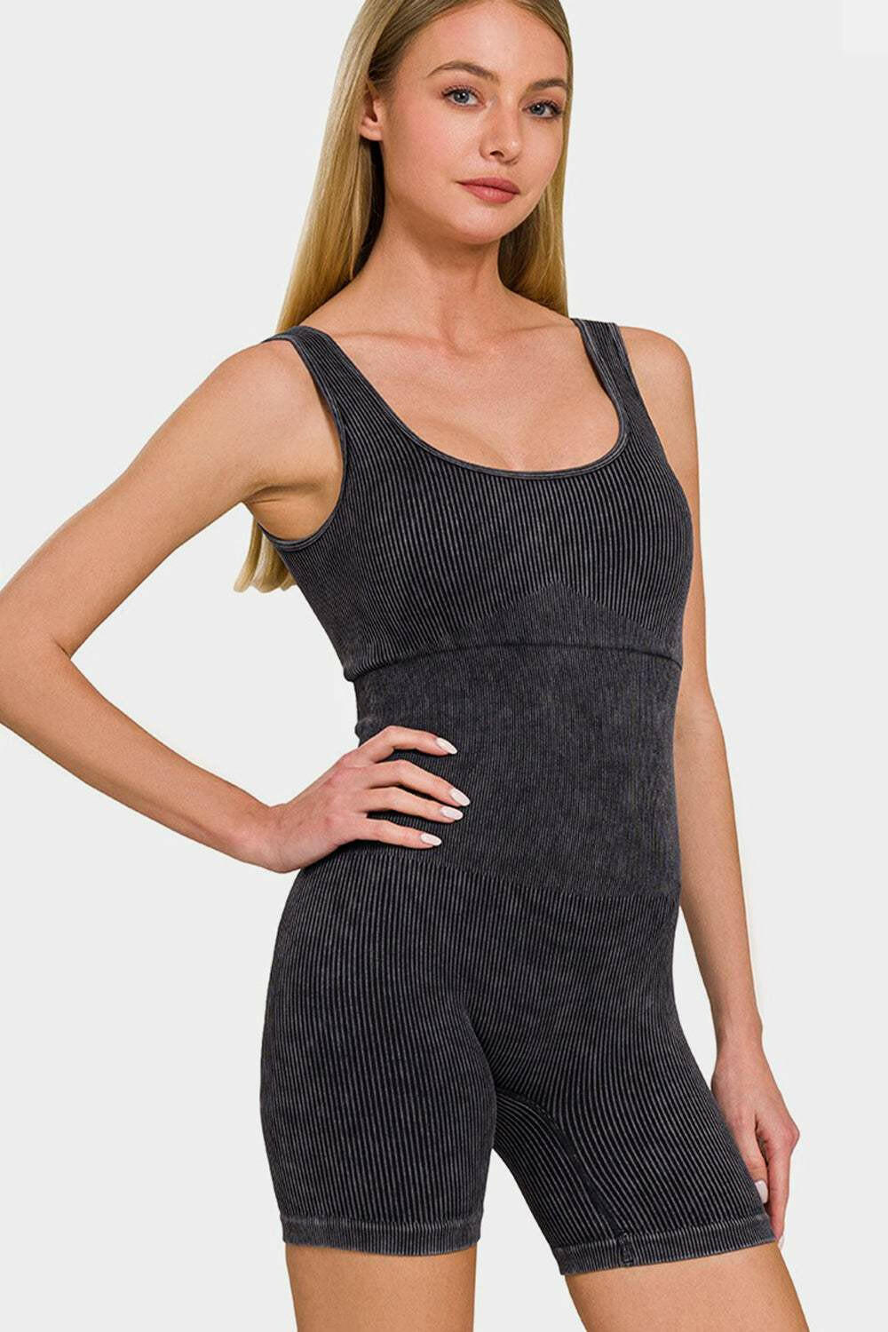 Washed Ribbed Romper - The Rogue Daisy