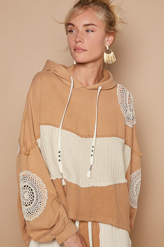 Golden Hour Lace Openwork Hoodie