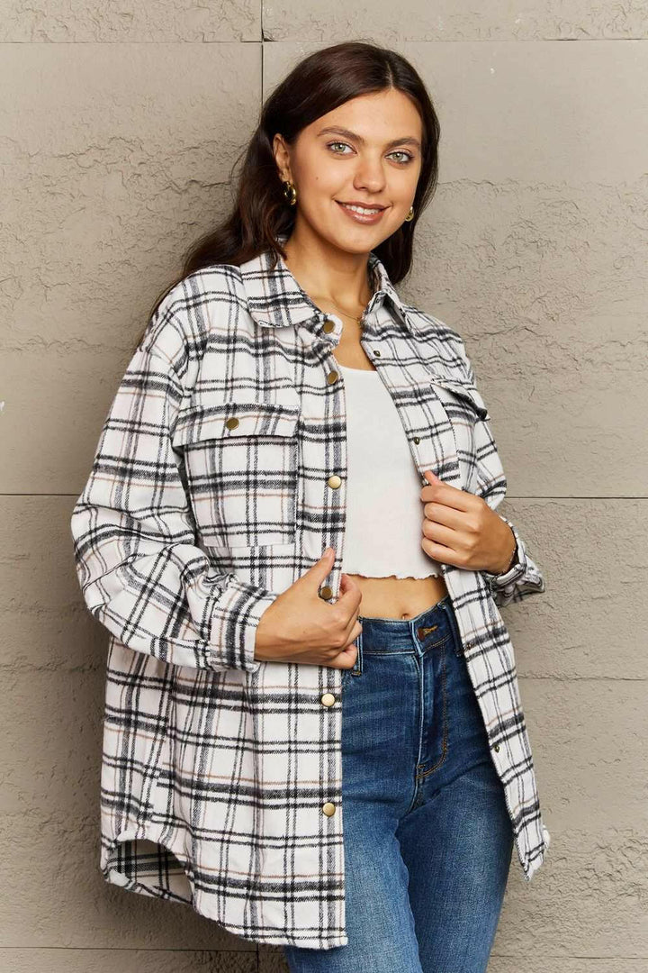 Plaid Long Sleeve Shacket.