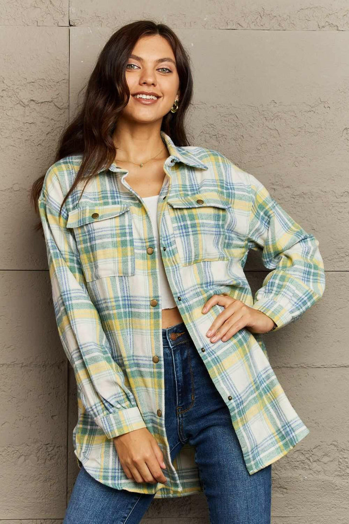 Plaid Long Sleeve Shacket.