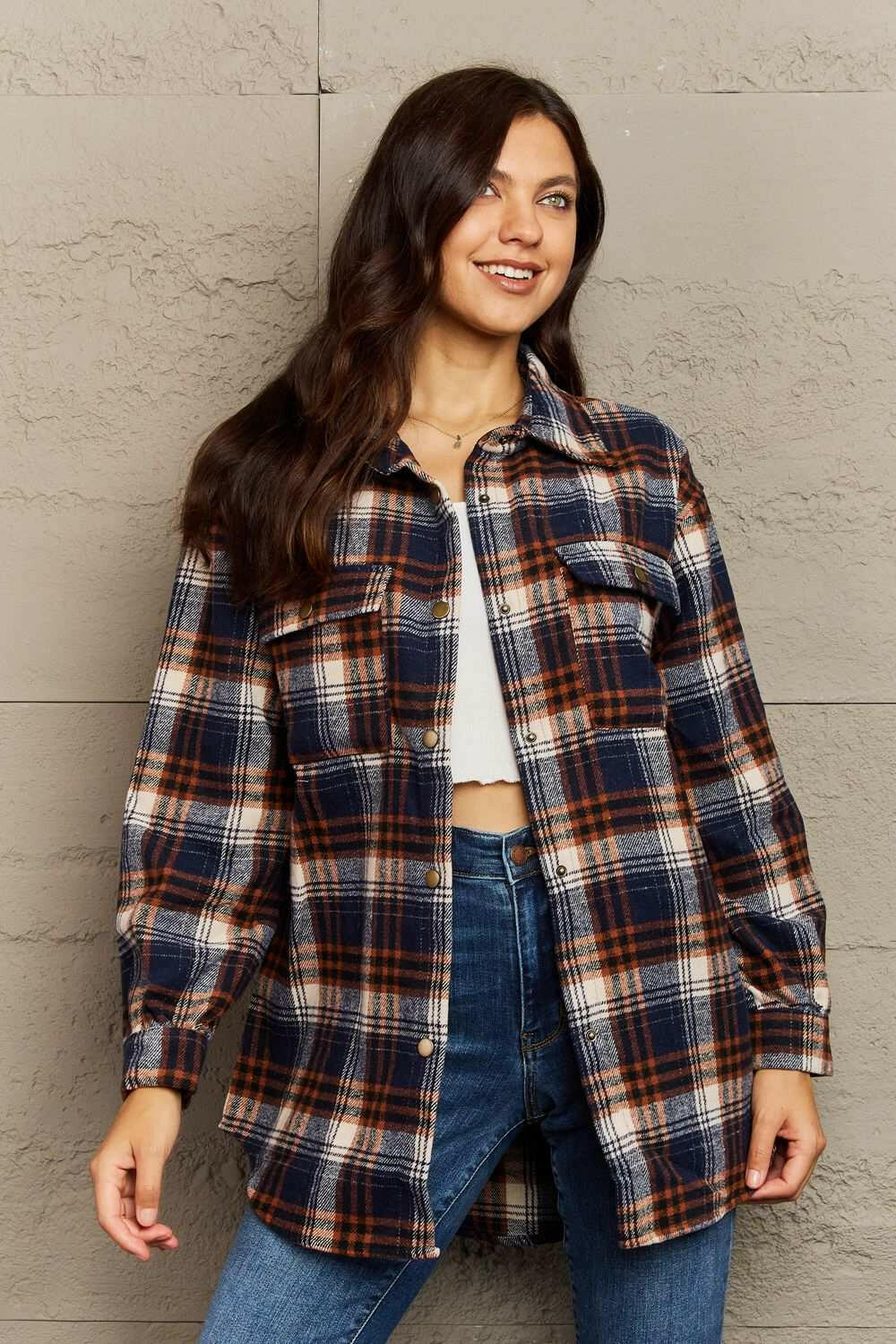 Plaid Long Sleeve Shacket.