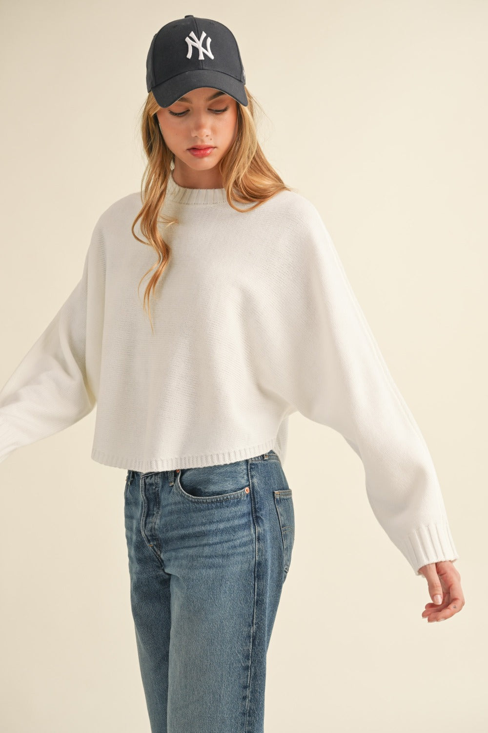 Dolman Sleeve Cropped Sweater