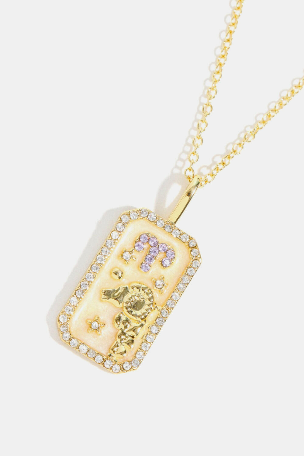 Zodiac Rhinestone Pendant Necklace.