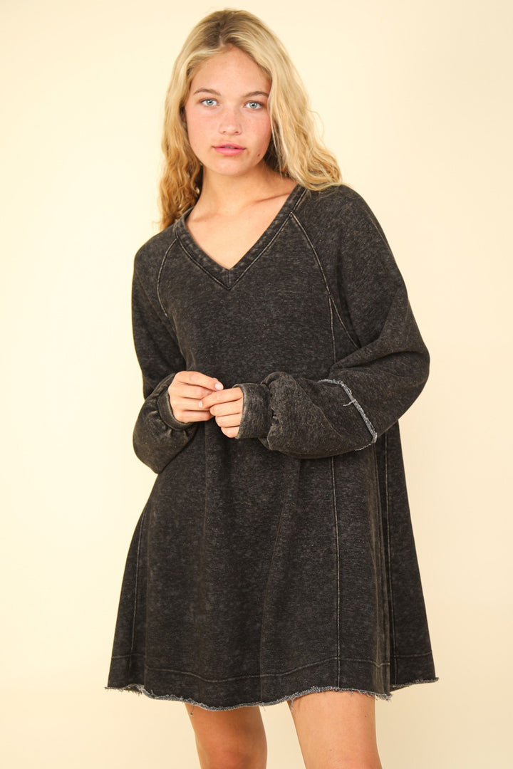 Mineral Washed Oversized A-Line Mini Dress