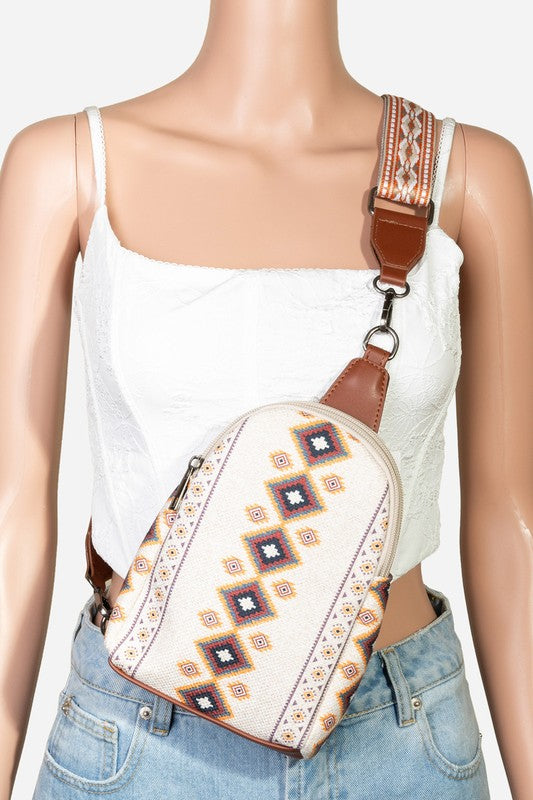 Geometric Wide Strap Crossbody Bag