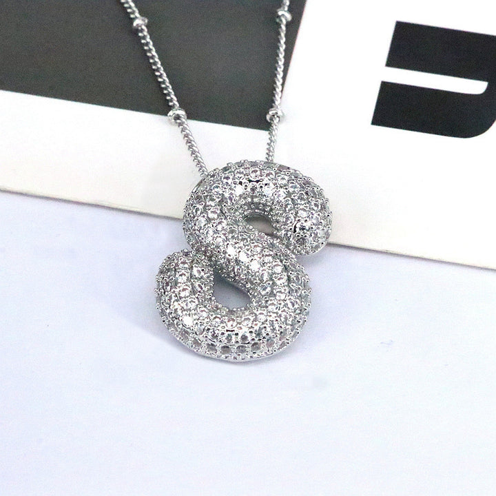 Sparkling Initial Bubble Necklace - M-Z