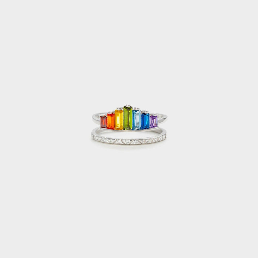 925 Rainbow Double Ring - The Rogue Daisy