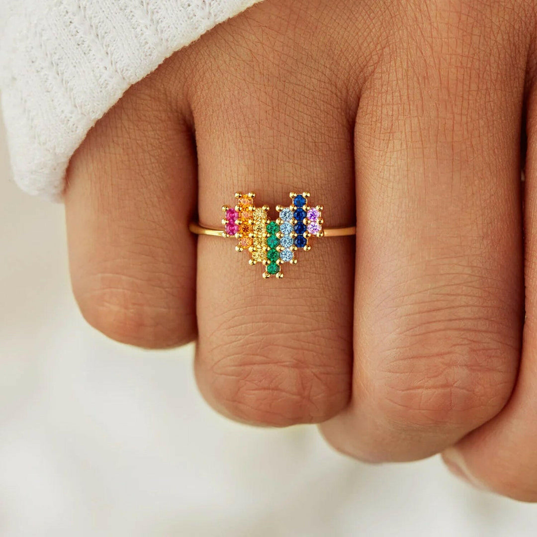 925 Rainbow Heart Ring - The Rogue Daisy