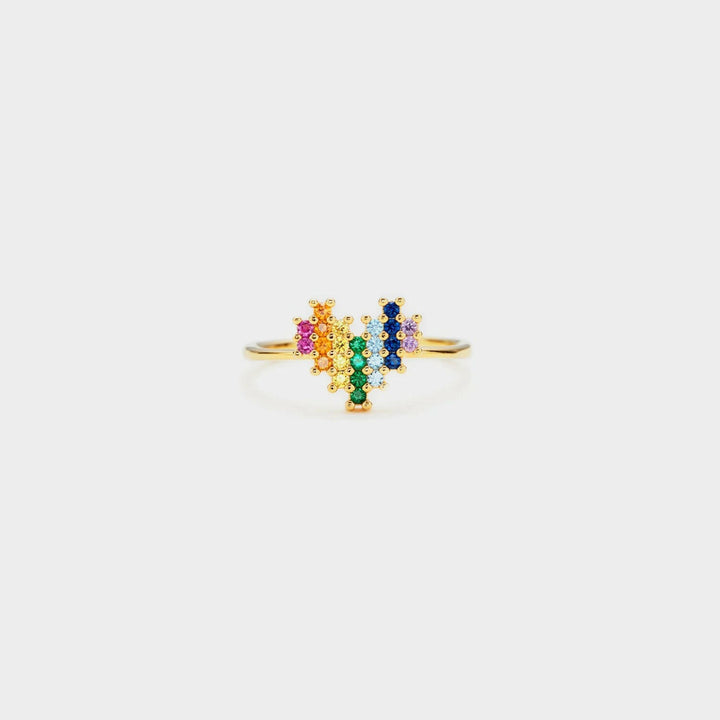 925 Rainbow Heart Ring - The Rogue Daisy