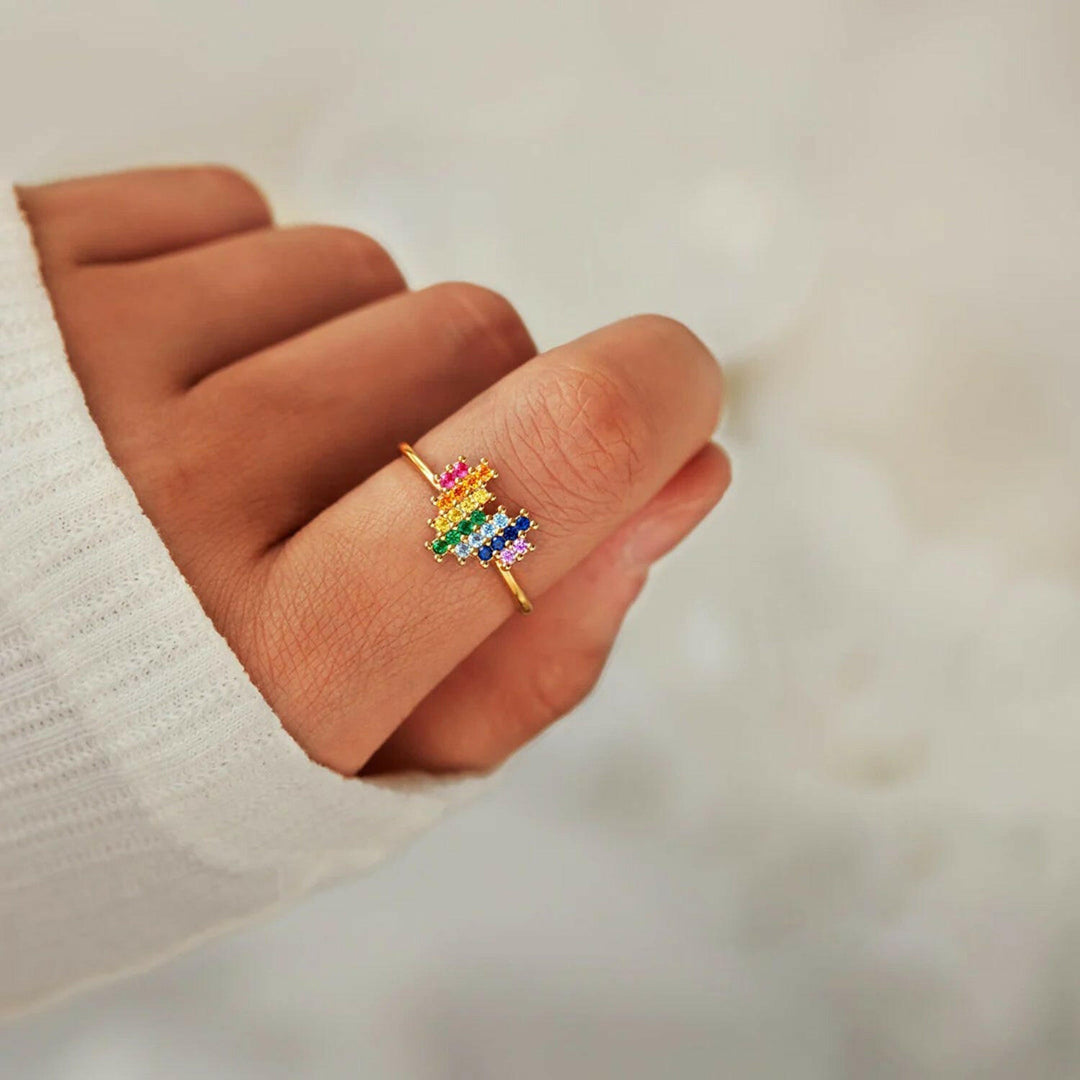 925 Rainbow Heart Ring - The Rogue Daisy