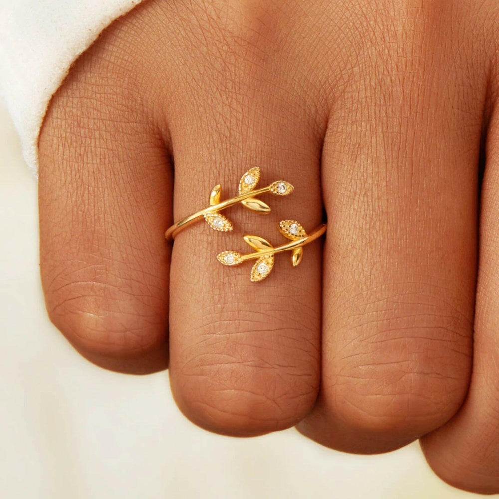 925 Sterling Silver Zircon Leaf Ring - The Rogue Daisy