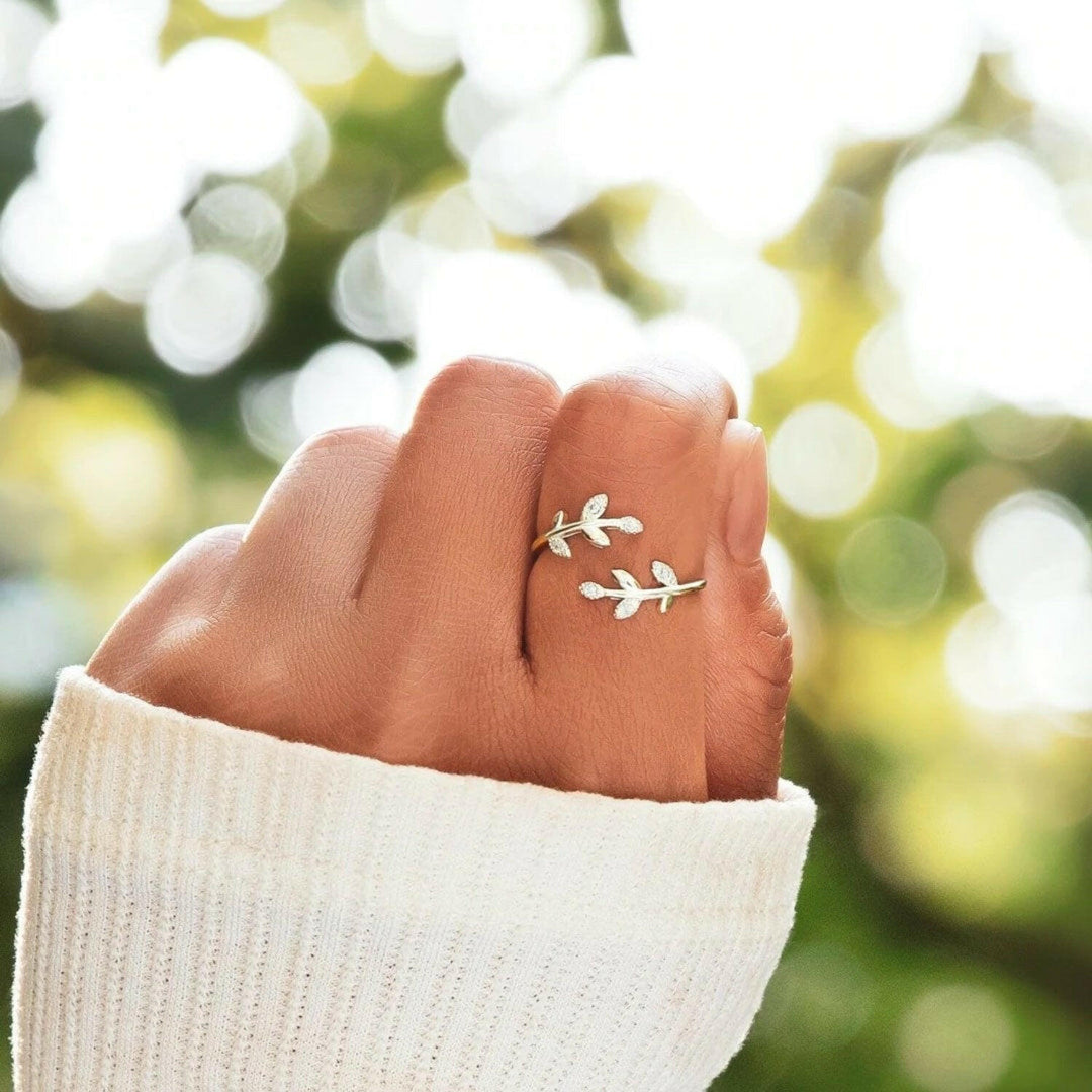 925 Sterling Silver Zircon Leaf Ring - The Rogue Daisy