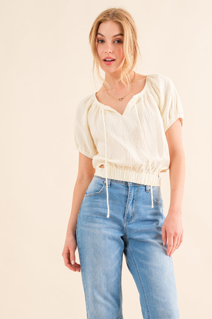 Tie Back Cropped Blouse