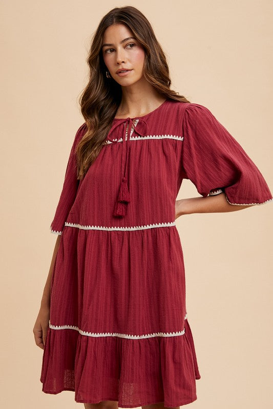 Burgandy Tassel Dress