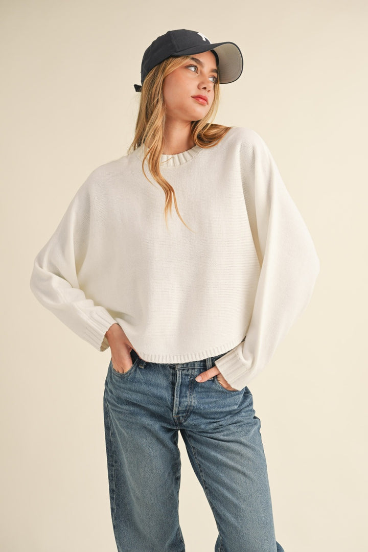 Dolman Sleeve Cropped Sweater