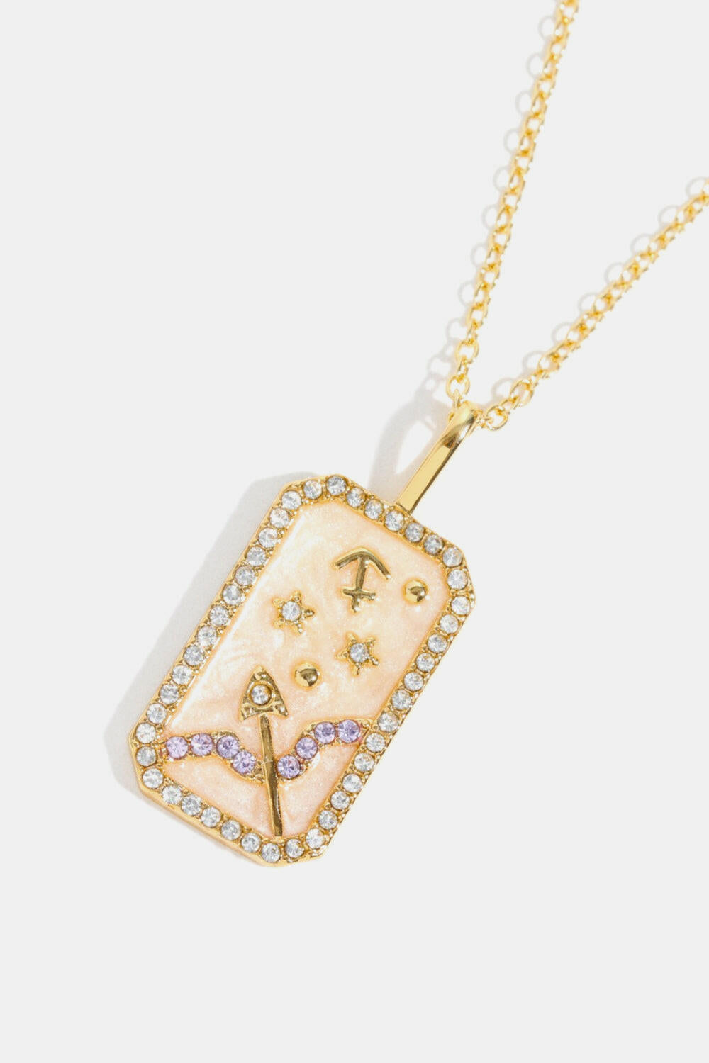 Zodiac Rhinestone Pendant Necklace.