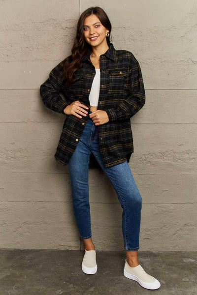 Plaid Long Sleeve Shacket.