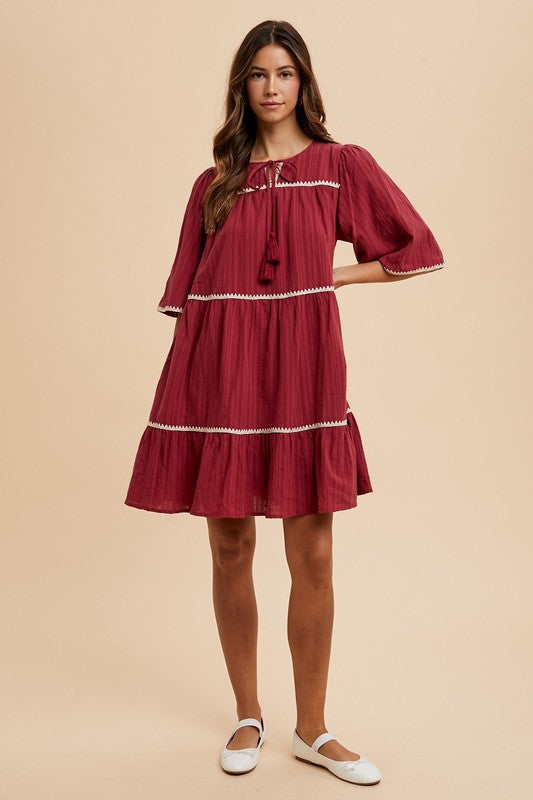 Burgandy Tassel Dress