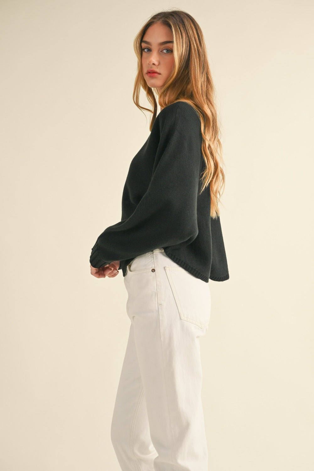 Dolman Sleeve Cropped Sweater