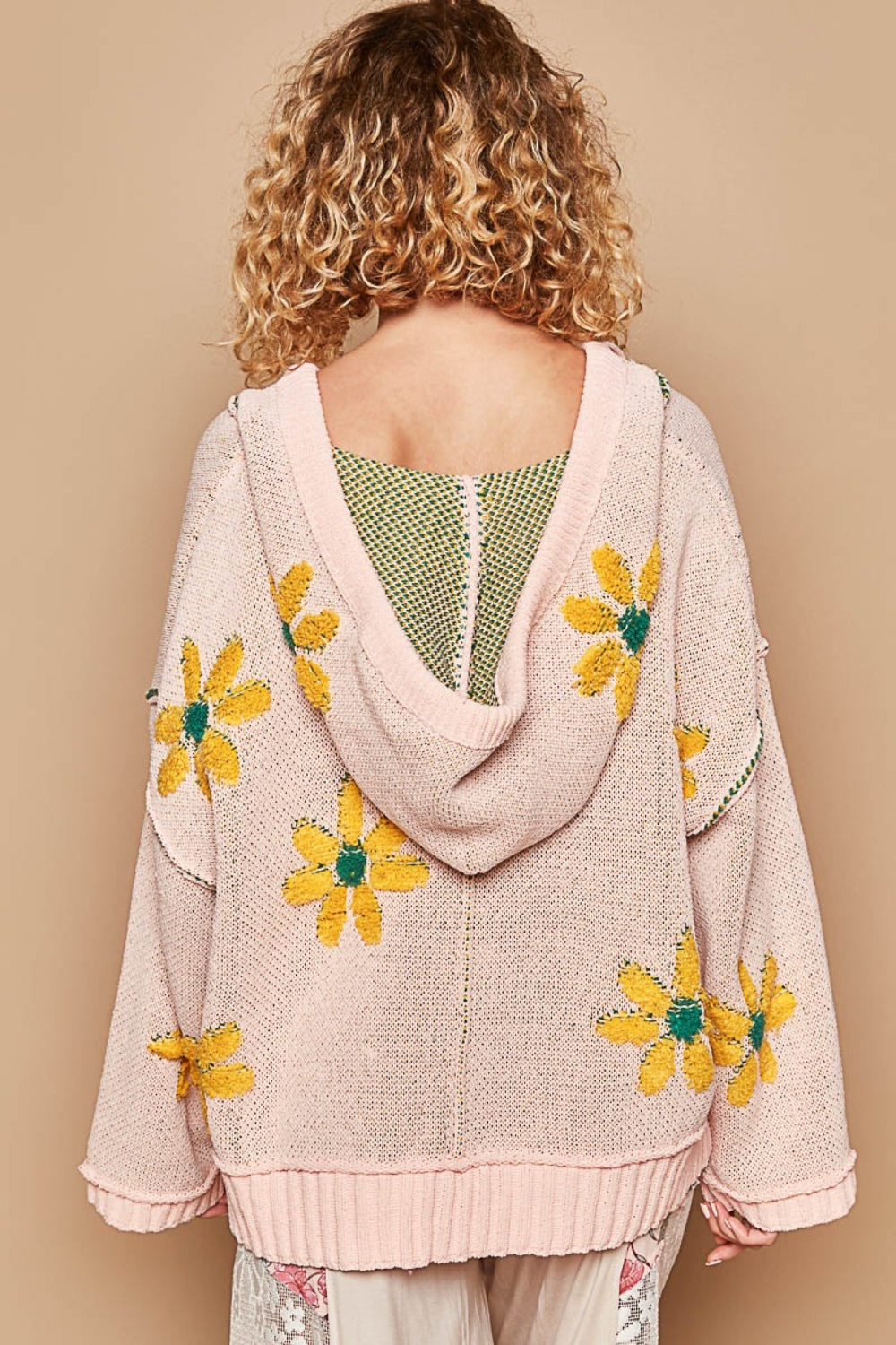 Floral Pattern Hooded Sweater