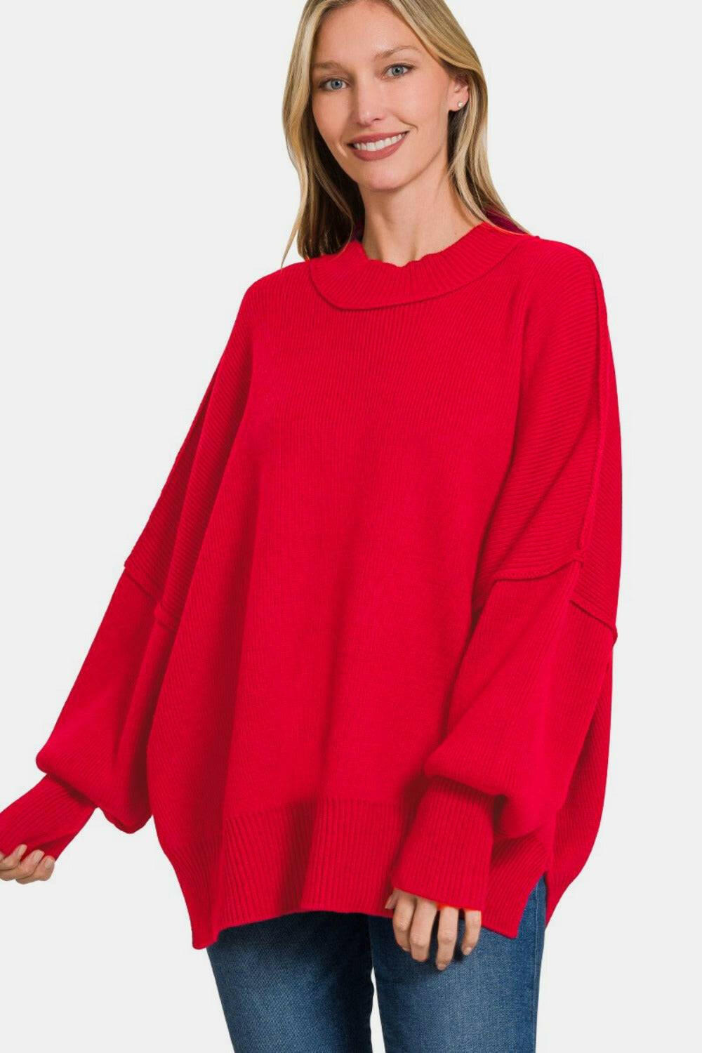 Oversized Sweater in Ruby - The Rogue Daisy