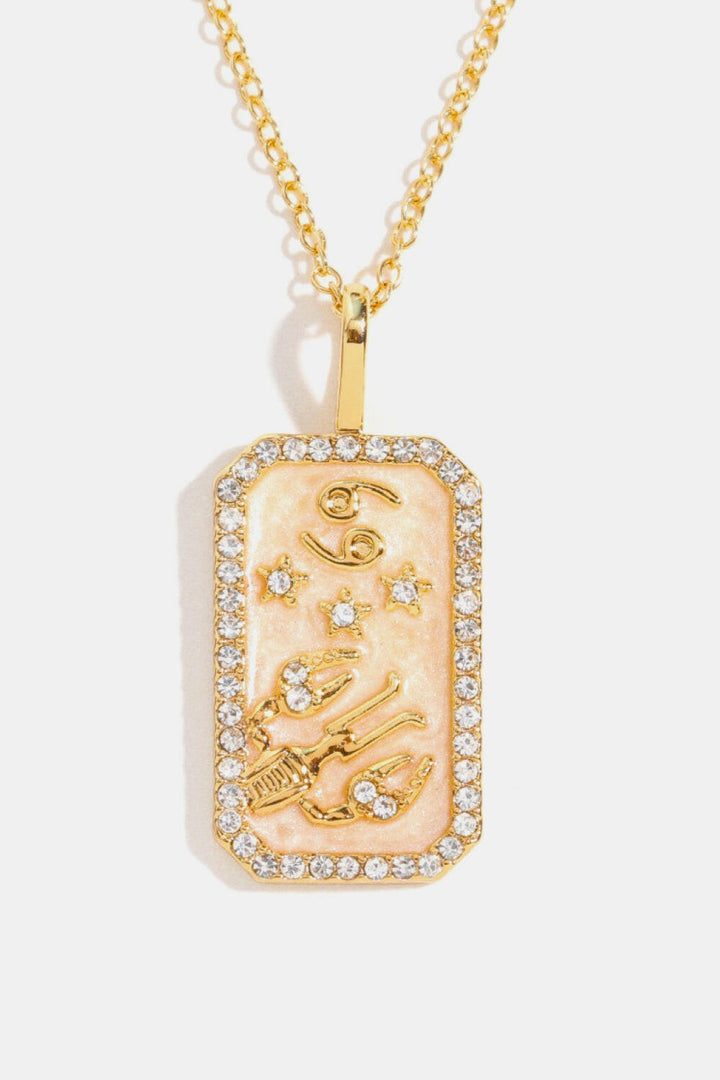 Zodiac Rhinestone Pendant Necklace.