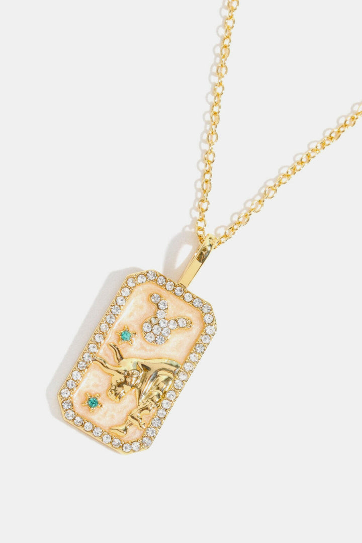 Zodiac Rhinestone Pendant Necklace.