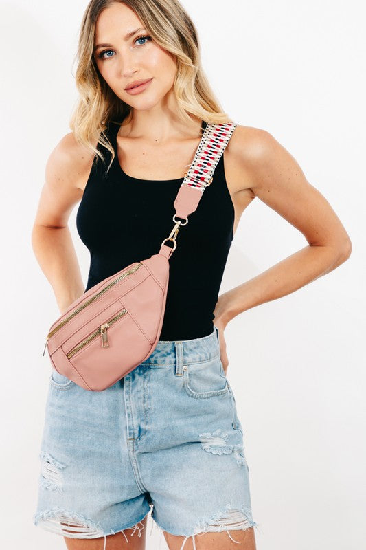 Crossbody Bag with Woven Strap