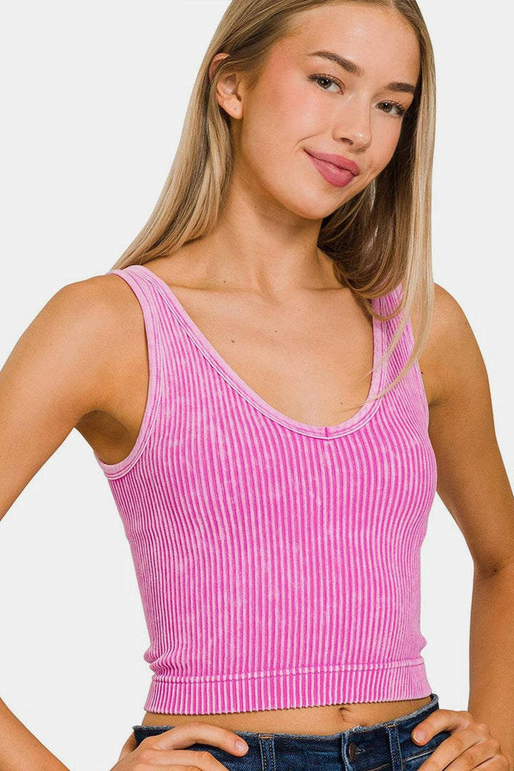 Washed Rib Cropped Tank Top - The Rogue Daisy