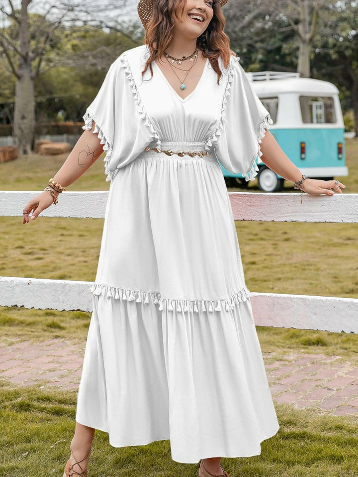 Tassel-Trim Maxi Dress - Plus Size.