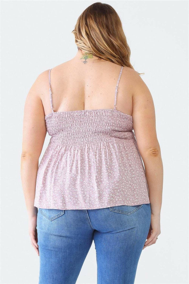 Sweetheart Smocked Floral Cami - Plus Size