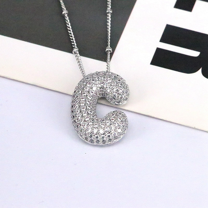 Sparkling Initial Bubble Necklace - A-L