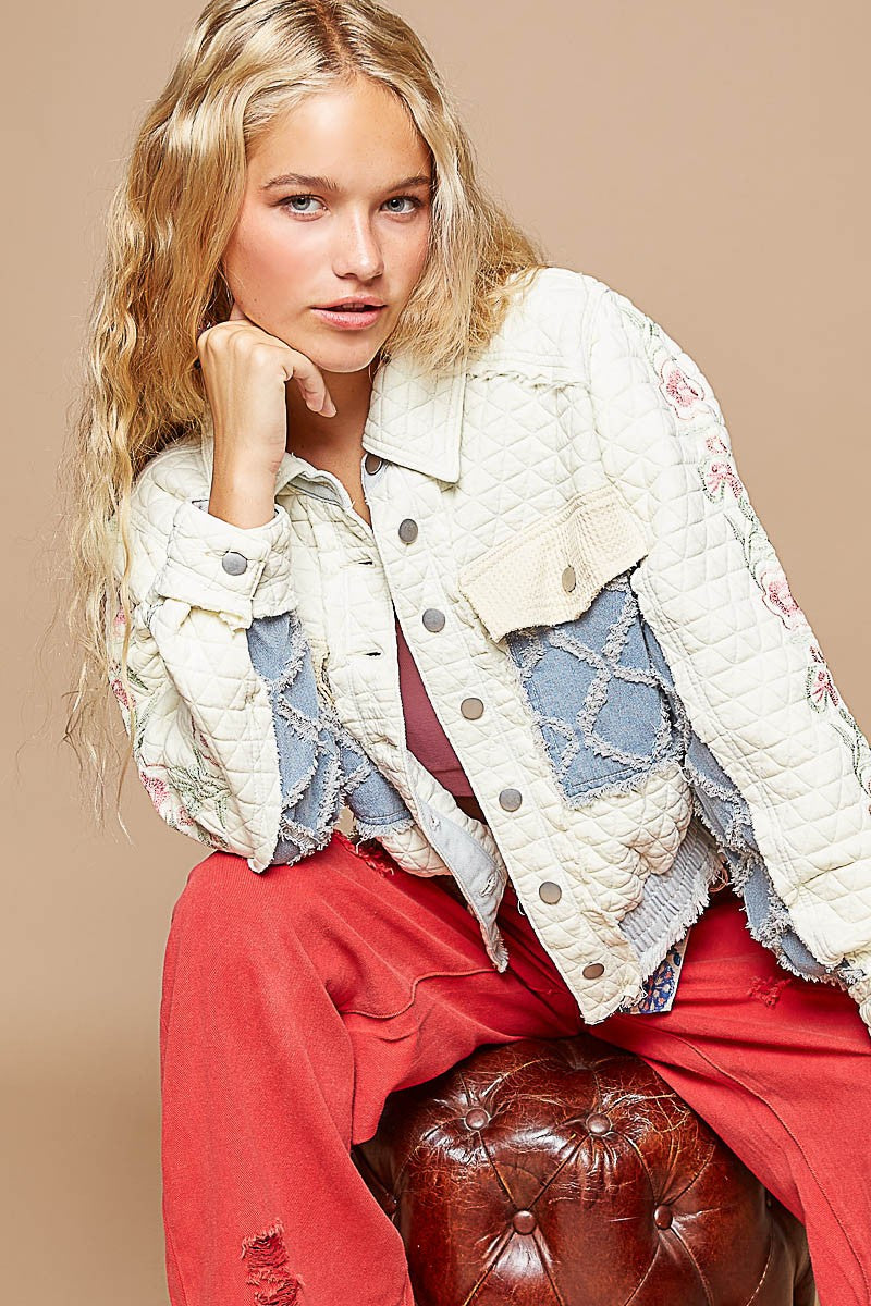 Embroidered Sleeve Quilted Jacket