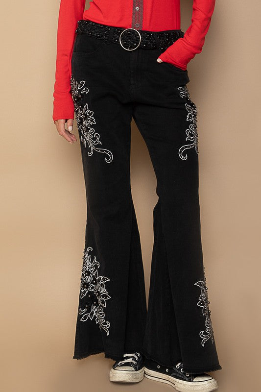 Embroidered Flare Pants