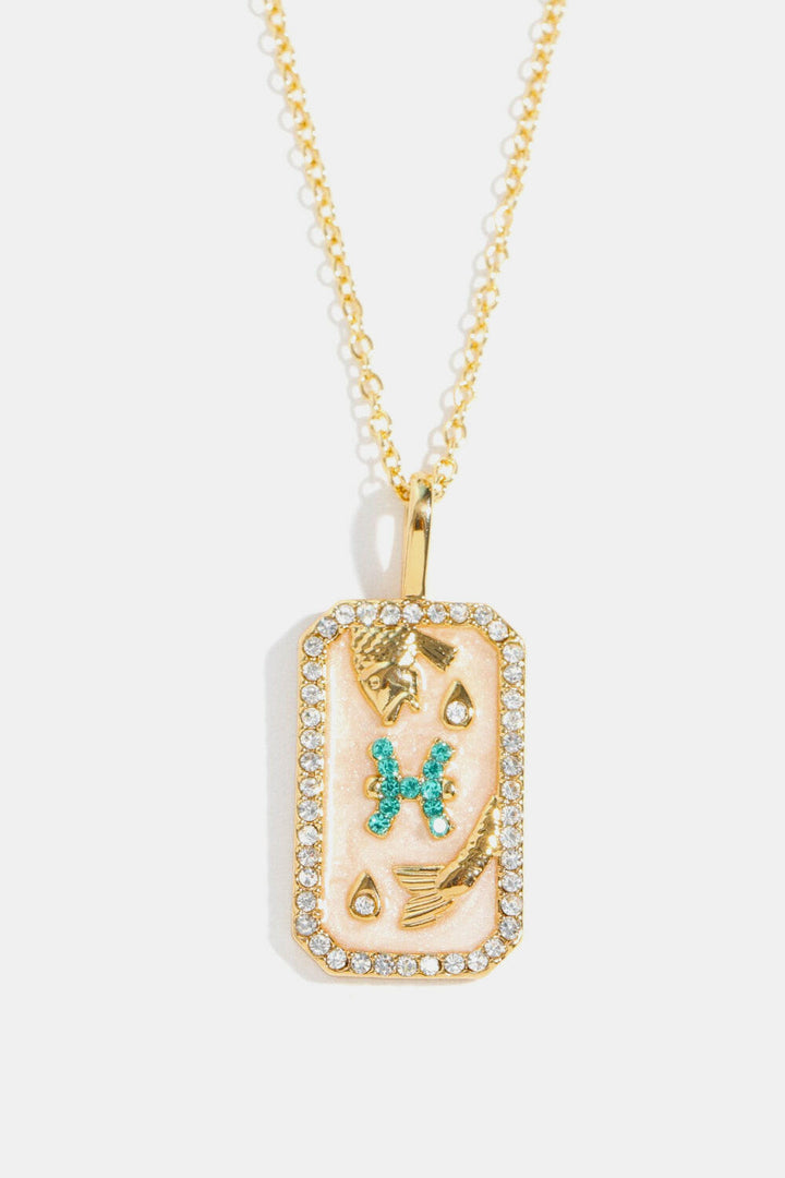 Zodiac Rhinestone Pendant Necklace.