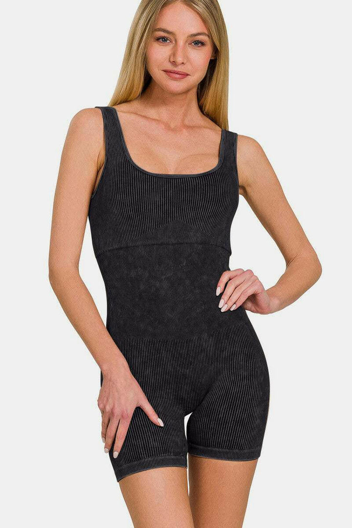 Washed Ribbed Romper - The Rogue Daisy