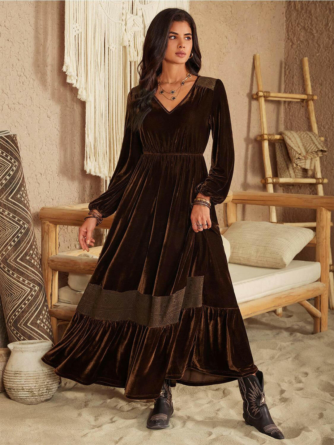 Desert Dream Velvet Maxi Dress - The Rogue Daisy