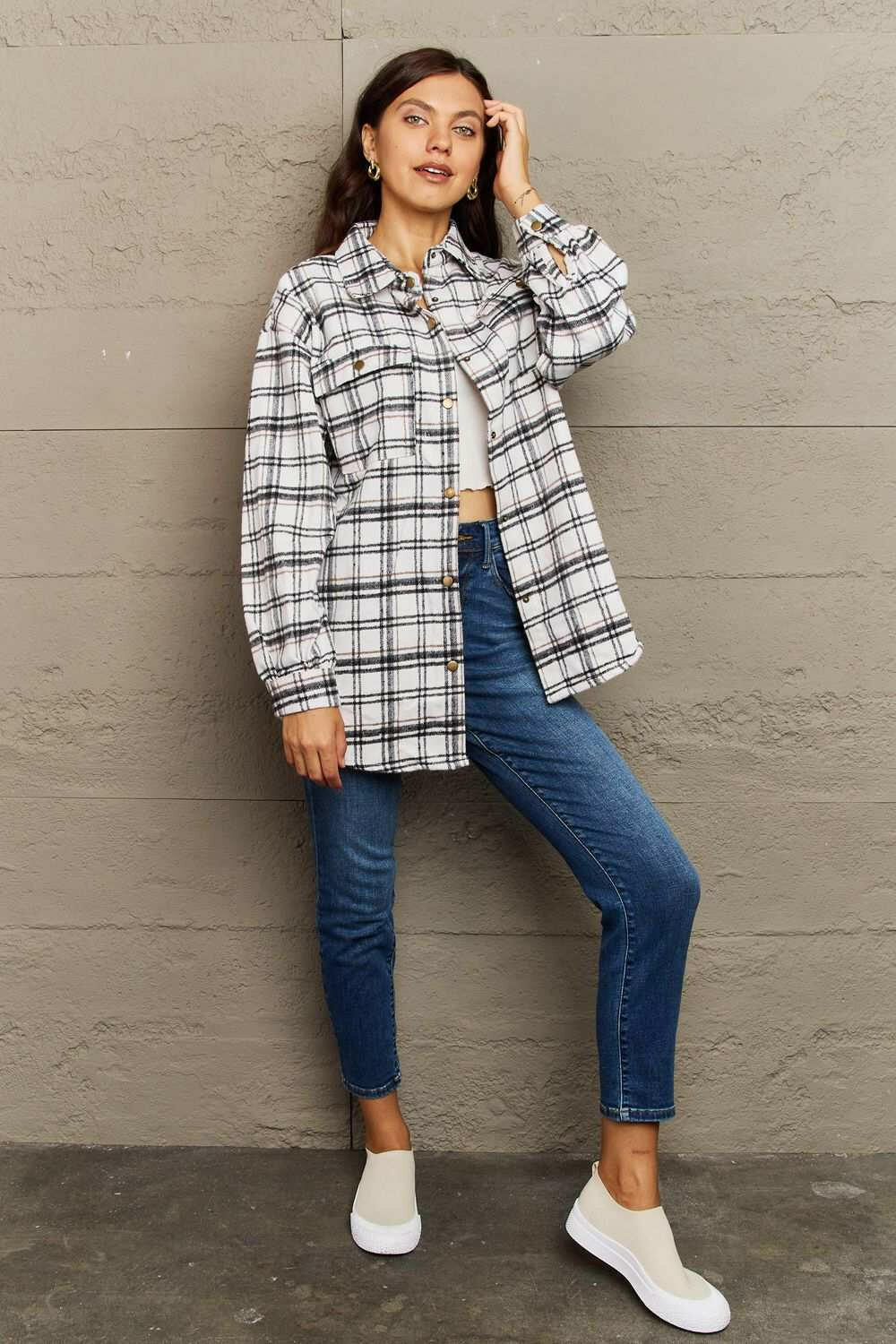 Plaid Long Sleeve Shacket.