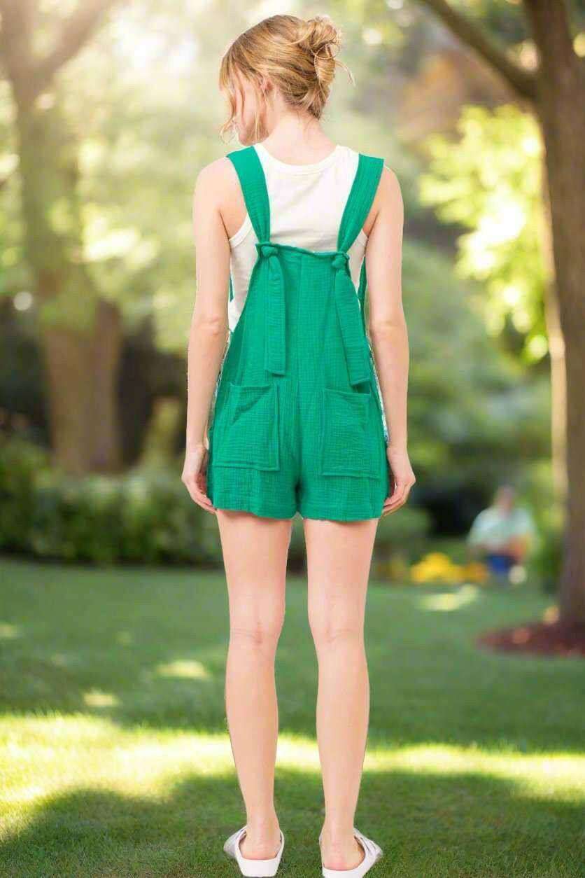 And The Why Button Up Tie Back Sleeveless Romper - The Rogue Daisy