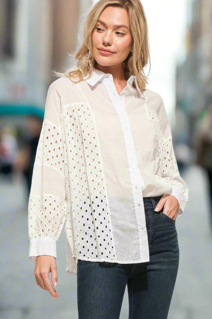 Button Down Eyelet Top - The Rogue Daisy