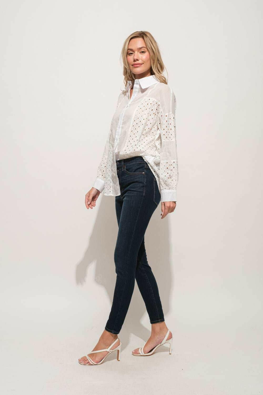 Button Down Eyelet Top - The Rogue Daisy