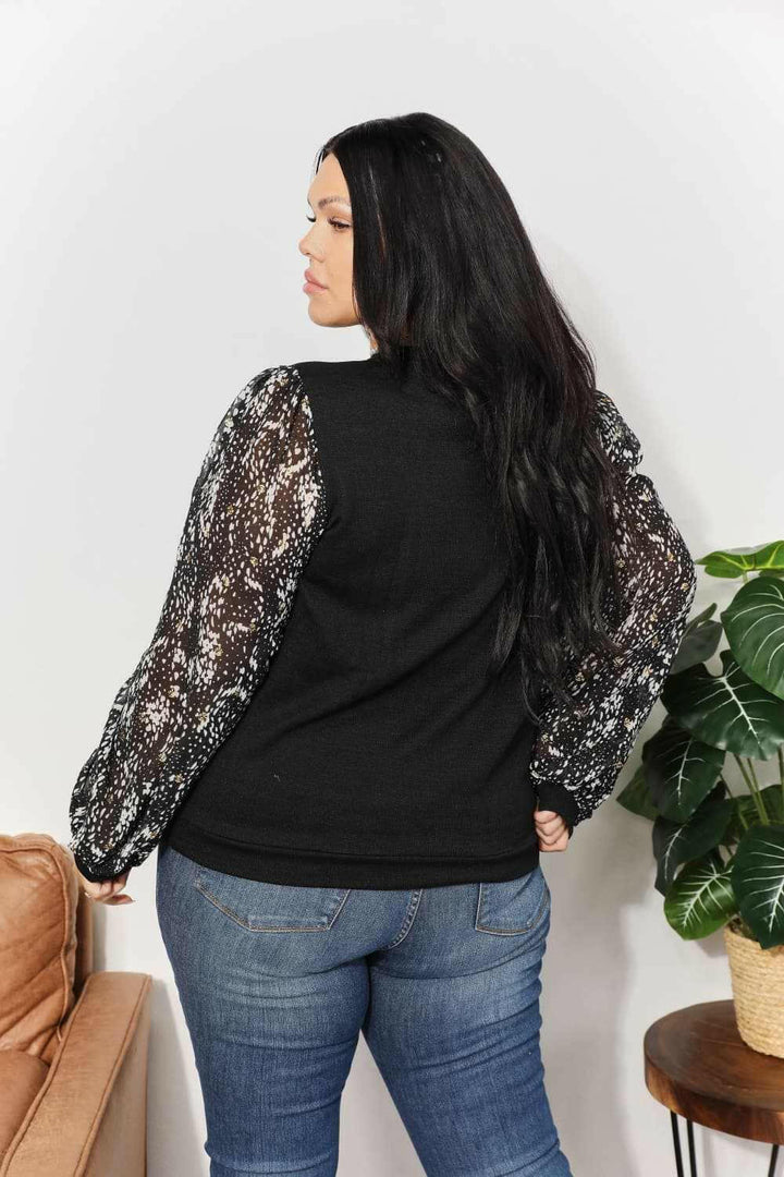 Foil Printed Sleeve Shimmery Top - Full Size - The Rogue Daisy