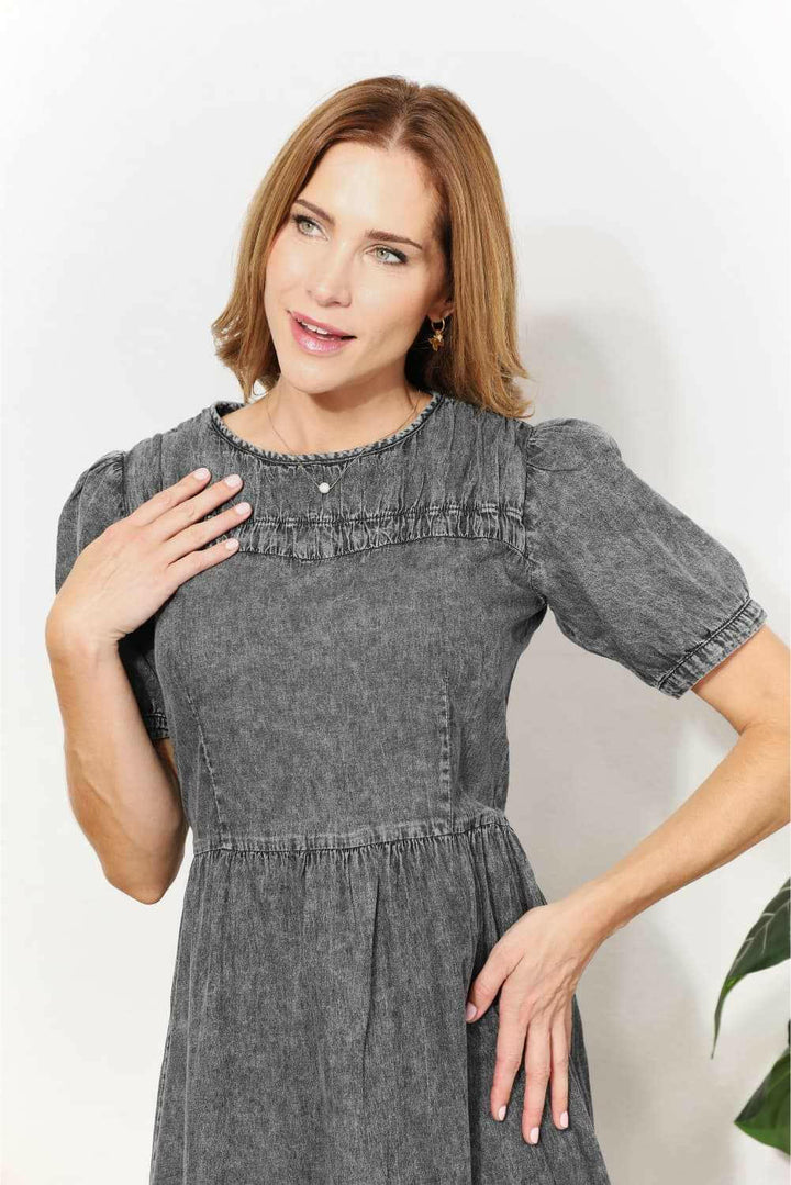 And The Why Washed Chambray Midi Dress - Full Size - The Rogue Daisy