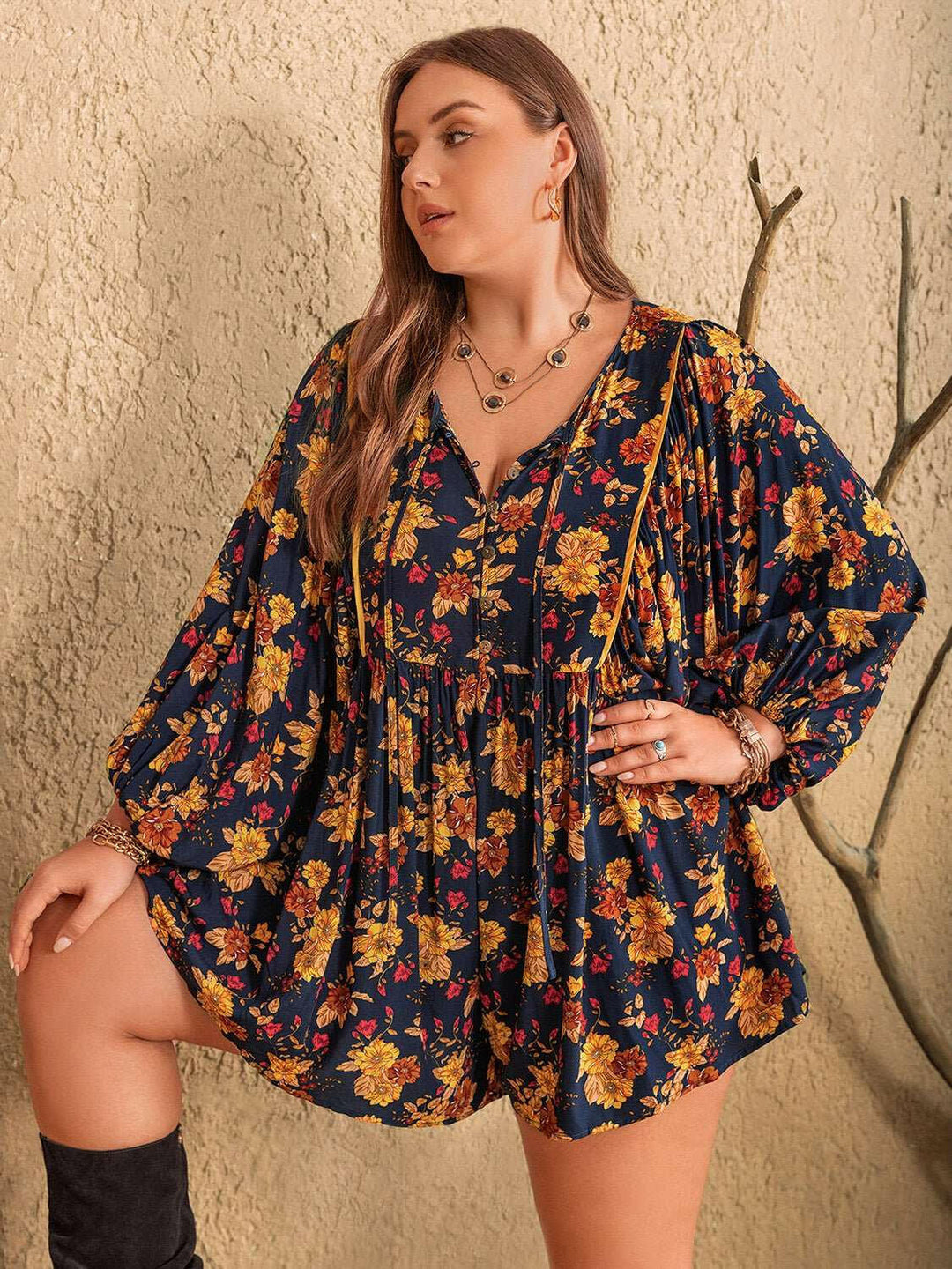 Autumn Bloom Romper - Plus Size - The Rogue Daisy