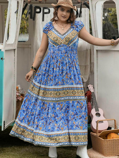 Azure Meadow Boho Maxi Dress - Plus Size - The Rogue Daisy